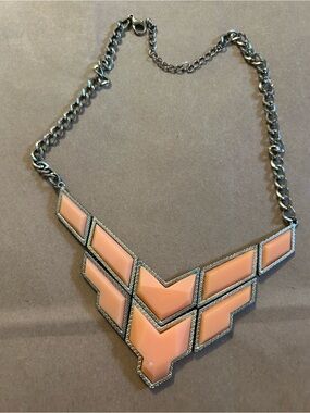 Statement Geometric Peach Bib Necklace
